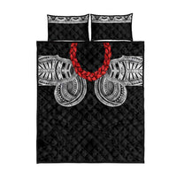 Samoan Traditional Art Tattoos Quilt Bed Set Tatau Tribal Motifs with Ula Fala Black LT03 - Polynesian Pride
