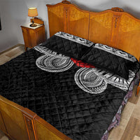 Samoan Traditional Art Tattoos Quilt Bed Set Tatau Tribal Motifs with Ula Fala Black LT03 - Polynesian Pride