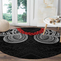 Samoan Traditional Art Tattoos Round Carpet Tatau Tribal Motifs with Ula Fala Black LT03 - Polynesian Pride