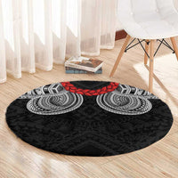 Samoan Traditional Art Tattoos Round Carpet Tatau Tribal Motifs with Ula Fala Black LT03 - Polynesian Pride