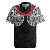 Samoan Traditional Art Tattoos Rugby Jersey Tatau Tribal Motifs with Ula Fala Black LT03 Black - Polynesian Pride