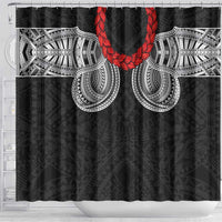 Samoan Traditional Art Tattoos Shower Curtain Tatau Tribal Motifs with Ula Fala Black LT03 - Polynesian Pride