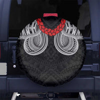 Samoan Traditional Art Tattoos Spare Tire Cover Tatau Tribal Motifs with Ula Fala Black LT03 No hole Black - Polynesian Pride