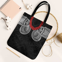 Samoan Traditional Art Tattoos Tote Bag Tatau Tribal Motifs with Ula Fala Black LT03 Black Strap One Size Black - Polynesian Pride