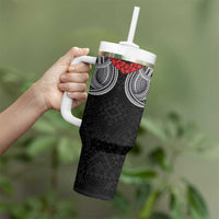 Samoan Traditional Art Tattoos Tumbler With Handle Tatau Tribal Motifs with Ula Fala Black LT03 - Polynesian Pride