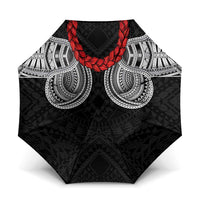 Samoan Traditional Art Tattoos Umbrella Tatau Tribal Motifs with Ula Fala Black LT03 One Size Folded 11.42 inch Opened Diameter 37.4 inch Black - Polynesian Pride
