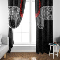 Samoan Traditional Art Tattoos Window Curtain Tatau Tribal Motifs with Ula Fala Black LT03 - Polynesian Pride