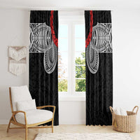 Samoan Traditional Art Tattoos Window Curtain Tatau Tribal Motifs with Ula Fala Black LT03 - Polynesian Pride