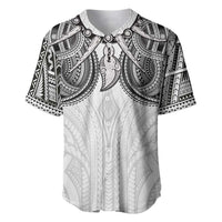 Samoan Traditional Art Tattoos Baseball Jersey Tatau Tribal Motifs with Ula Nifo White LT03 White - Polynesian Pride