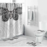 Samoan Traditional Art Tattoos Bathroom Set Tatau Tribal Motifs with Ula Nifo White LT03 Bathroom Set (4 pcs) White - Polynesian Pride