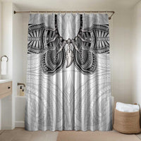 Samoan Traditional Art Tattoos Bathroom Set Tatau Tribal Motifs with Ula Nifo White LT03 Shower Curtain Only White - Polynesian Pride