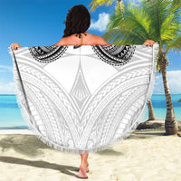 Samoan Traditional Art Tattoos Beach Blanket Tatau Tribal Motifs with Ula Nifo White LT03 - Polynesian Pride