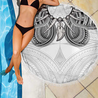 Samoan Traditional Art Tattoos Beach Blanket Tatau Tribal Motifs with Ula Nifo White LT03 - Polynesian Pride