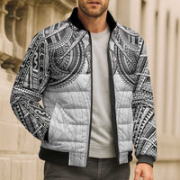 Samoan Traditional Art Tattoos Bomber Puffer Jacket Tatau Tribal Motifs with Ula Nifo White LT03 - Polynesian Pride