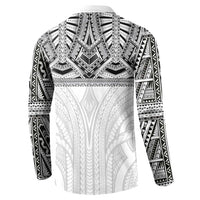 Samoan Traditional Art Tattoos Button Sweatshirt Tatau Tribal Motifs with Ula Nifo White LT03 - Polynesian Pride