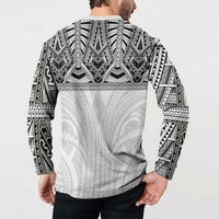 Samoan Traditional Art Tattoos Button Sweatshirt Tatau Tribal Motifs with Ula Nifo White LT03 - Polynesian Pride