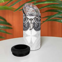 Samoan Traditional Art Tattoos 4 in 1 Can Cooler Tumbler Tatau Tribal Motifs with Ula Nifo White LT03 - Polynesian Pride