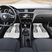 Samoan Traditional Art Tattoos Car Mats Tatau Tribal Motifs with Ula Nifo White LT03 Set 2pcs - Front White - Polynesian Pride