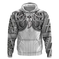 Samoan Traditional Art Tattoos Hoodie Tatau Tribal Motifs with Ula Nifo White LT03 Pullover Hoodie White - Polynesian Pride
