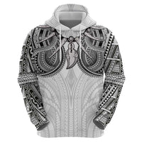 Samoan Traditional Art Tattoos Hoodie Tatau Tribal Motifs with Ula Nifo White LT03 - Polynesian Pride