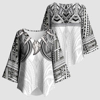 Samoan Traditional Art Tattoos Kimono Sleeve Blouse Tatau Tribal Motifs with Ula Nifo White LT03 - Polynesian Pride