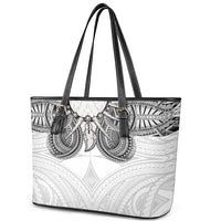 Samoan Traditional Art Tattoos Leather Tote Bag Tatau Tribal Motifs with Ula Nifo White LT03 - Polynesian Pride