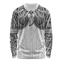 Samoan Traditional Art Tattoos Long Sleeve Shirt Tatau Tribal Motifs with Ula Nifo White LT03 Unisex White - Polynesian Pride