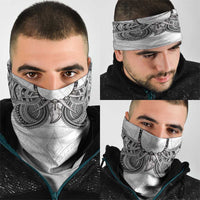 Samoan Traditional Art Tattoos Neck Gaiter Tatau Tribal Motifs with Ula Nifo White LT03 - Polynesian Pride