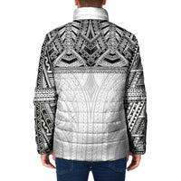 Samoan Traditional Art Tattoos Padded Jacket Tatau Tribal Motifs with Ula Nifo White LT03 - Polynesian Pride