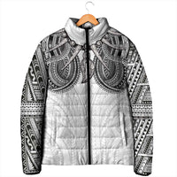 Samoan Traditional Art Tattoos Padded Jacket Tatau Tribal Motifs with Ula Nifo White LT03 - Polynesian Pride