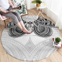 Samoan Traditional Art Tattoos Round Carpet Tatau Tribal Motifs with Ula Nifo White LT03 - Polynesian Pride