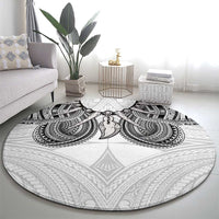 Samoan Traditional Art Tattoos Round Carpet Tatau Tribal Motifs with Ula Nifo White LT03 - Polynesian Pride