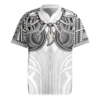 Samoan Traditional Art Tattoos Rugby Jersey Tatau Tribal Motifs with Ula Nifo White LT03 White - Polynesian Pride