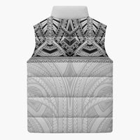 Samoan Traditional Art Tattoos Sleeveless Puffer Jacket Tatau Tribal Motifs with Ula Nifo White LT03 - Polynesian Pride