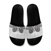 Samoan Traditional Art Tattoos Slide Sandals Tatau Tribal Motifs with Ula Nifo White LT03 White - Polynesian Pride