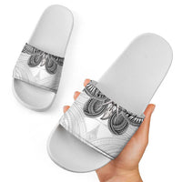 Samoan Traditional Art Tattoos Slide Sandals Tatau Tribal Motifs with Ula Nifo White LT03 - Polynesian Pride