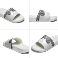 Samoan Traditional Art Tattoos Slide Sandals Tatau Tribal Motifs with Ula Nifo White LT03 - Polynesian Pride