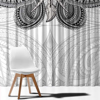 Samoan Traditional Art Tattoos Window Curtain Tatau Tribal Motifs with Ula Nifo White LT03 - Polynesian Pride