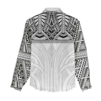 Samoan Traditional Art Tattoos Women Casual Shirt Tatau Tribal Motifs with Ula Nifo White - Polynesian Pride
