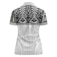 Samoan Traditional Art Tattoos Women Polo Shirt Tatau Tribal Motifs with Ula Nifo White LT03 - Polynesian Pride