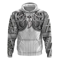 Samoan Traditional Art Tattoos Zip Hoodie Tatau Tribal Motifs with Ula Nifo White LT03 Pullover Hoodie White - Polynesian Pride