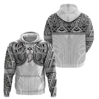 Samoan Traditional Art Tattoos Zip Hoodie Tatau Tribal Motifs with Ula Nifo White LT03 - Polynesian Pride