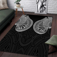 Samoan Traditional Art Tattoos Area Rug Tatau Roman Reigns Black Color LT03 Black - Polynesian Pride