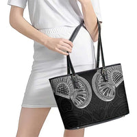Samoan Traditional Art Tattoos Leather Tote Bag Tatau Roman Reigns Black Color LT03 - Polynesian Pride