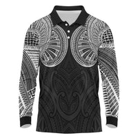 Samoan Traditional Art Tattoos Long Sleeve Polo Shirt Tatau Roman Reigns Black Color LT03 Black - Polynesian Pride