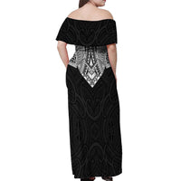 Samoan Traditional Art Tattoos Off Shoulder Maxi Dress Tatau Roman Reigns Black Color LT03 - Polynesian Pride