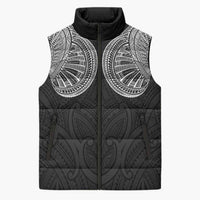 Samoan Traditional Art Tattoos Sleeveless Puffer Jacket Tatau Roman Reigns Black Color LT03 Unisex Black - Polynesian Pride