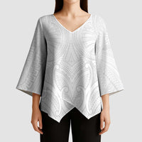 Samoan Traditional Art Tattoos Kimono Sleeve Blouse Tatau Roman Reigns White Color LT03 - Polynesian Pride