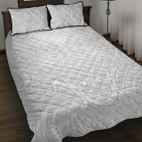 Samoan Traditional Art Tattoos Quilt Bed Set Tatau Roman Reigns White Color - Polynesian Pride