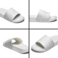 Samoan Traditional Art Tattoos Slide Sandals Tatau Roman Reigns White Color - Polynesian Pride